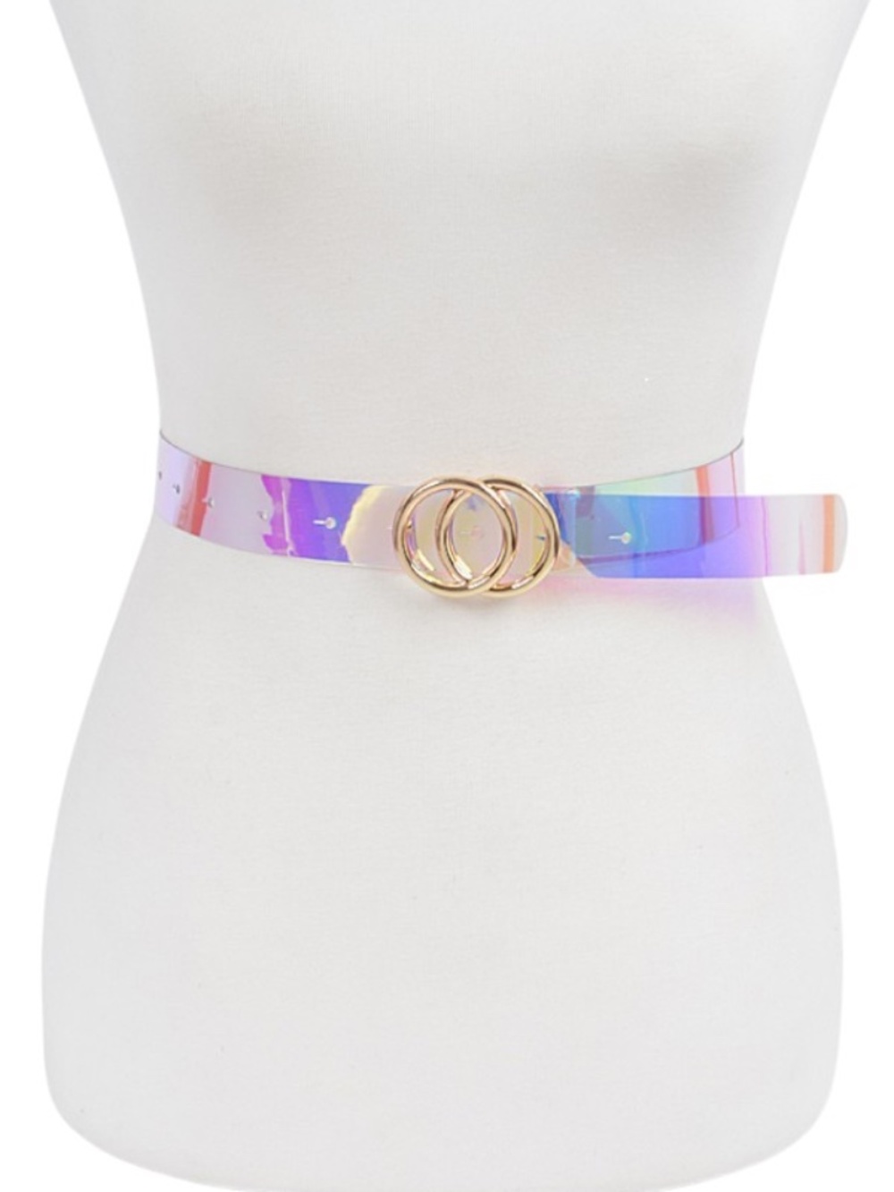 Transparent Double Ring Buckle Skinny Statement Belt